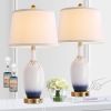 Gradient Glazed Ceramics End Table Lamp Set of 2, Touch Lamps with Dual USB Ports, (Bulb Included), Valentine's Day Gift