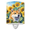 NEW Shiba Inu in Sunflowers Ceramic Night Light Compact, UL-Certified, Ideal for Bedroom, Bathroom, Nursery, Hallway, Kitchen, 6x4x3, Multicolor
