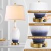 Gradient Glazed Ceramics End Table Lamp Set of 2, Touch Lamps with Dual USB Ports, (Bulb Included), Valentine's Day Gift