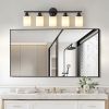 Modern 5-Light Vanity Bathroom Mirror Light, Frosted White Glass with Black Iron Frame, Contemporary Wall Sconce for Bedroom, Bathroom