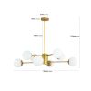 Modern 8-Light Gold Chandelier with White Glass Globe Shades, Mid-Century Branching Design, Elegant Ceiling Light Fixture for Dining Room, Living Room