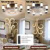 Ceiling Fan 21.7" with Dimmable Light DC Motor and 6 Speeds Reversible with Remote Control Flush Mount Low Profile Indoor with 5 Blade for Living Room