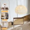 Farmhouse Rattan Pendant Lights with Adjustable Hanging Rope