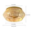 US Vintage Woven Rattan Ceiling Light Farmhouse Pendant Lamp Dining Room Chandelier