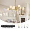 Modern 8-Light Gold Chandelier with White Glass Globe Shades, Mid-Century Branching Design, Elegant Ceiling Light Fixture for Dining Room, Living Room