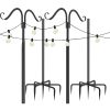 2 Pack Outdoor String Light Poles Stand Poles for Hanging Outside String Lights Adjustable Metal String Light Pole Stakes