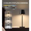 Cordless Table Lamp, Portable LED Desk Lamp, 5000mAh Battery Operated, 3 Color Stepless Dimming Up