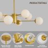 Modern 8-Light Gold Chandelier with White Glass Globe Shades, Mid-Century Branching Design, Elegant Ceiling Light Fixture for Dining Room, Living Room