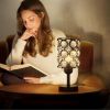 Bedside Table Lamps of 2 with Crystal Lampshade, Small Nightstand Lamp Side Table Lamp for Bedroom Living Room