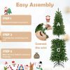Pencil Christmas Tree with 180 Warm White and Multi-color LED Lights