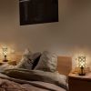 Bedside Table Lamps of 2 with Crystal Lampshade, Small Nightstand Lamp Side Table Lamp for Bedroom Living Room