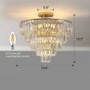 Gold Crystal Chandeliers,5-Tier Round Semi Flush Mount Chandelier Light Fixture