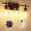 3-Light with Clear Glass Satin Shade Unique Hand-make Lampshade Industrial Indoor Light Fixture for Bathroom Living Room Bedroom E26 Socket [No Bulb][