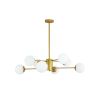 Modern 8-Light Gold Chandelier with White Glass Globe Shades, Mid-Century Branching Design, Elegant Ceiling Light Fixture for Dining Room, Living Room