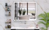 30x36 inch LED Bathroom Vanity Mirror Wall Mounted Adjustable White/Warm/Natural Lights Anti-Fog Touch Switch with Memory Modern Smart Large Bathroom