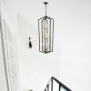 12-Light Lantern Tired Farmhouse Ceiling Hanging Light Black Chandelier Metal Modern Pendant Light Fixtures for Kitchen Island Dining Room Living Room
