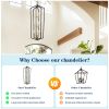 12-Light Lantern Tired Farmhouse Ceiling Hanging Light Black Chandelier Metal Modern Pendant Light Fixtures for Kitchen Island Dining Room Living Room