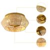 US Vintage Woven Rattan Ceiling Light Farmhouse Pendant Lamp Dining Room Chandelier