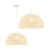 Farmhouse Rattan Pendant Lights with Adjustable Hanging Rope