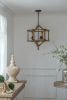 3 - Light Wood Drum Chandelier, Hanging Light Fixture with Adjustable Chain for Kitchen Dining Room Foyer Entryway, Bulb Not Included
