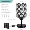 Bedside Table Lamps of 2 with Crystal Lampshade, Small Nightstand Lamp Side Table Lamp for Bedroom Living Room