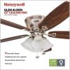 Honeywell Ceiling Fans Glen Alden, 52 Inch Classic Flush Mount Indoor LED Ceiling Fan with Light, Pull Chain