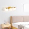 Bathroom Vanity Light Fixtures 3 Lights Gold with Milk White Glass Globe Modern Industrial Bathroom Vanity Light Over Mirror
