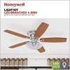 Honeywell Ceiling Fans Glen Alden, 52 Inch Classic Flush Mount Indoor LED Ceiling Fan with Light, Pull Chain