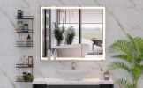 30x36 inch LED Bathroom Vanity Mirror Wall Mounted Adjustable White/Warm/Natural Lights Anti-Fog Touch Switch with Memory Modern Smart Large Bathroom