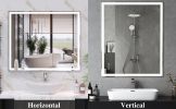 30x36 inch LED Bathroom Vanity Mirror Wall Mounted Adjustable White/Warm/Natural Lights Anti-Fog Touch Switch with Memory Modern Smart Large Bathroom