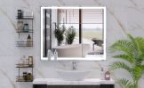 30x36 inch LED Bathroom Vanity Mirror Wall Mounted Adjustable White/Warm/Natural Lights Anti-Fog Touch Switch with Memory Modern Smart Large Bathroom