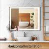 30x36 inch LED Bathroom Vanity Mirror Wall Mounted Adjustable White/Warm/Natural Lights Anti-Fog Touch Switch with Memory Modern Smart Large Bathroom
