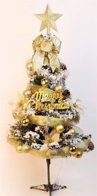 Mini Christmas Tree Flocking Tree Desktop With Light Set (Set: green-90cm)