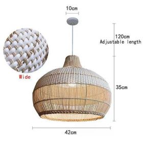 LED Rattan Chandelier Pendant Lamp for Japanese Restaurant Nordic Kitchen and Retro Tea Room Decor Handmade Lighting Fixtures (Body Color: 42cm)