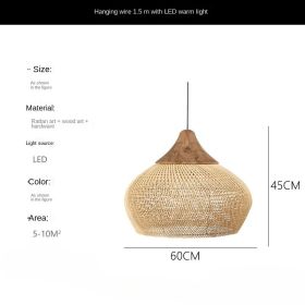 Vintage Pendant Lights Hight Quality Rattan Lamps Dining Room Restaurant Kitchen Light Fixtures Loft Luminaries Home Decor (Body Color: Beige B 60cm)
