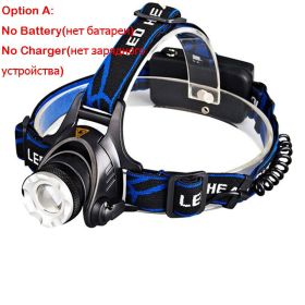 ZK20 Rechargeable Waterproof Headlamp Zoomable 3 Modes LED Headlight Head Lamp Work LED Helmet Head Light Torch Flashlight (Emitting Color: option A)