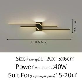 Modern Minimalist LED Wall Lamp Foyer Indoor Bedroom Study Room Living Room TV Background Wall Decorative Light (Lampshade Color: B Black 120cm, Body Color: White light)