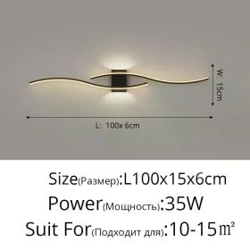 Modern Minimalist LED Wall Lamp Foyer Indoor Bedroom Study Room Living Room TV Background Wall Decorative Light (Lampshade Color: C Black 100cm, Body Color: Warm light)