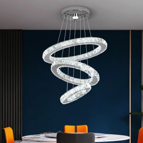 Modern Pendant Lighting Rings Led Crystal Chandelier Hanging Lustre Lamparas Ceiling Lamp Fixtures Luminaire for Living Room (Wattage: Dimmable remote, Body Color: 3rings)