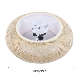 E27 Bamboo Flush Mount Ceiling Light Rustic Rattan Ceiling Fixture Hanging Lamp 3-Lamp 110V/220V 40/50cm (Bulb Not Included) (Body Color: 50cm)
