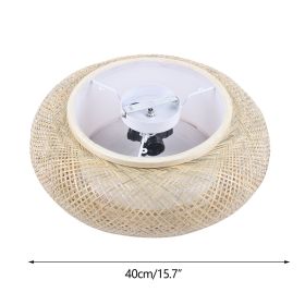 E27 Bamboo Flush Mount Ceiling Light Rustic Rattan Ceiling Fixture Hanging Lamp 3-Lamp 110V/220V 40/50cm (Bulb Not Included) (Body Color: 40CM)
