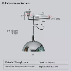 Retro Shift Telescopic Long Pole Single Head Chandelier Bag House Restaurant Lamp Simple Creative Rocker Arm Study Light (Emitting Color: Tricolour light, Body Color: D)