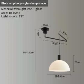 Retro Shift Telescopic Long Pole Single Head Chandelier Bag House Restaurant Lamp Simple Creative Rocker Arm Study Light (Emitting Color: No bulb, Body Color: H)