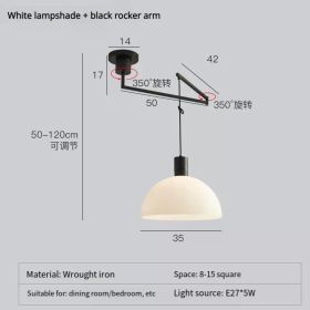 Retro Shift Telescopic Long Pole Single Head Chandelier Bag House Restaurant Lamp Simple Creative Rocker Arm Study Light (Emitting Color: No bulb, Body Color: C)
