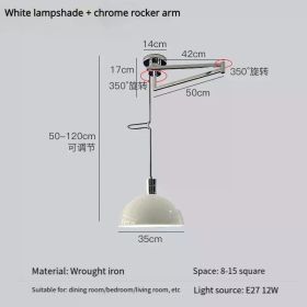 Retro Shift Telescopic Long Pole Single Head Chandelier Bag House Restaurant Lamp Simple Creative Rocker Arm Study Light (Emitting Color: No bulb, Body Color: A)
