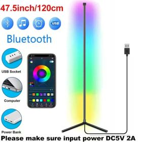 Voice Control RGB Corner Floor Lamp Bluetooth Led Lighting for Living Room Bedroom Home Decor Dimmable Color Changing Mood Light (Lampshade Color: BK L-Type BT)