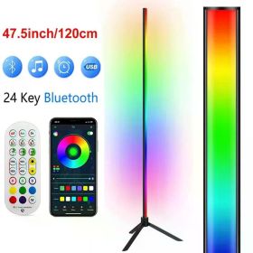 Voice Control RGB Corner Floor Lamp Bluetooth Led Lighting for Living Room Bedroom Home Decor Dimmable Color Changing Mood Light (Lampshade Color: BK-Tripod BT)