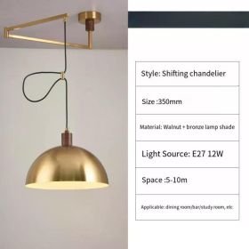 Retro Shift Telescopic Long Pole Single Head Chandelier Bag House Restaurant Lamp Simple Creative Rocker Arm Study Light (Emitting Color: No bulb, Body Color: K)