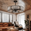 30 Inch Caged Ceiling Fan With Light Crystal Lampshade 6 Light Bases