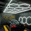RGBW Hexagon Modular Suspended Lighting, Wall Lights, Honeycomb Ceiling Light for Garage, Basement, Gaming Room, Warehouse, Gym
